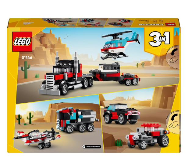 LEGO Creator 3 w 1 Ciężarówka z platformą i helikopterem 31146 - 1202658 - zdjęcie 7